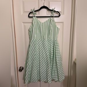 Dancing Days Banned Green Striped Swing Dress Tie Shoulders *See Size Notes 2X**